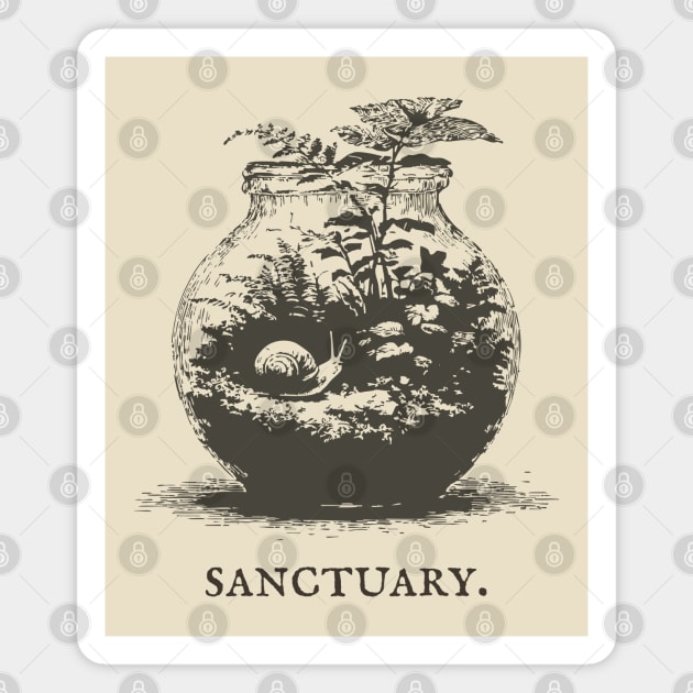 Cozy Terrarium Sanctuary with Snail Illustration Magnet by TuncGK